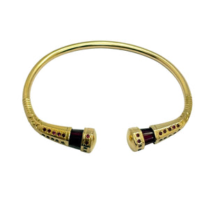 Jonc Bracelet Or Jaune avec Rubis - 18 carats