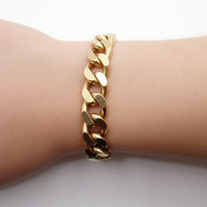 Bracelet en or jaune 18 carats avec gourmette plate