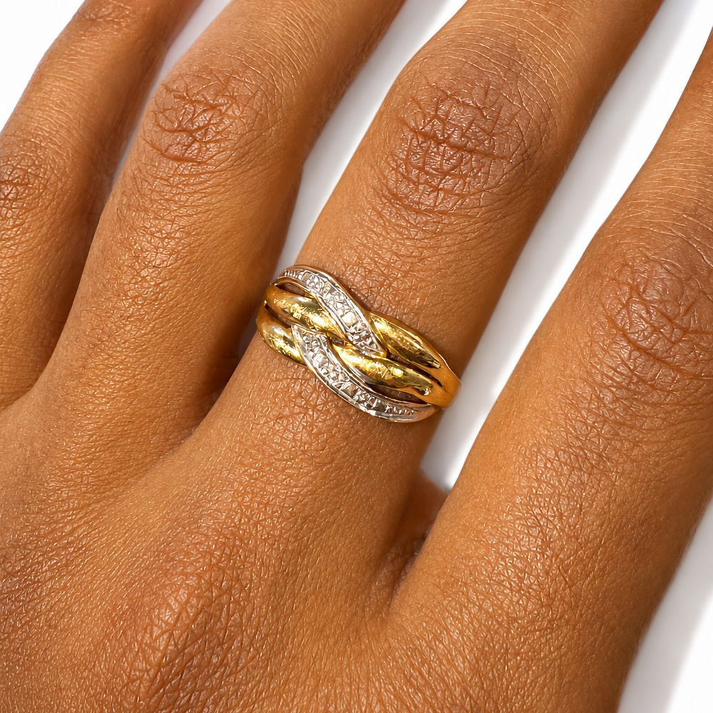 Bague en Or Bicolore 18K - Taille 55 - 1.95G