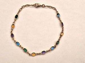 Bracelet Maillon en Or Jaune 18K avec Pierres Naturelles