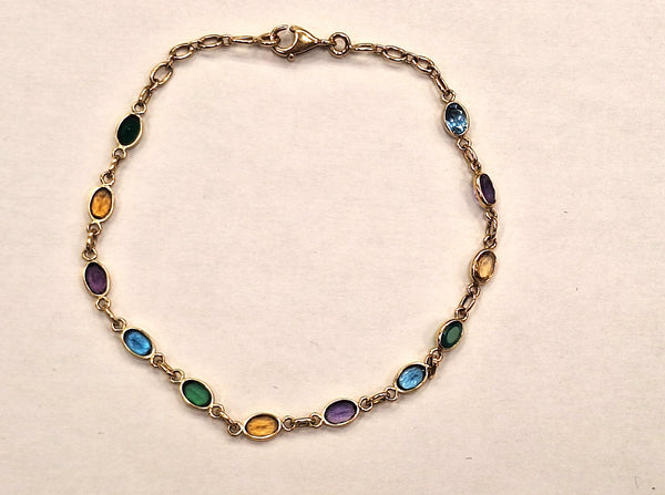 Bracelet Maillon en Or Jaune 18K avec Pierres Naturelles