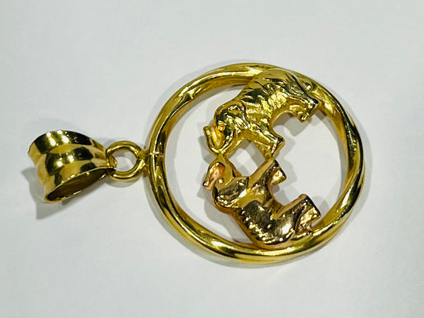 Pendentif 2 Éléphants Or Jaune et Or Rose 18 K - 1.65 G