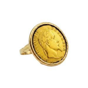 Bague Pièce en Or Jaune 18k