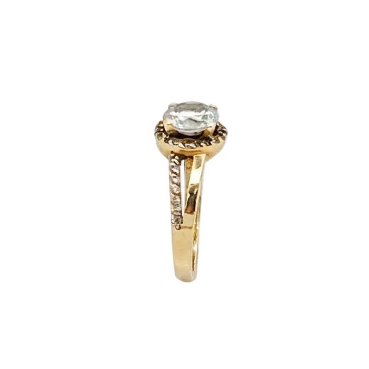 Bague Solitaire Or Jaune 18K avec Oxyde de Zirconium