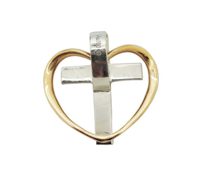 Pendentif Croix Or Blanc & Jaune 18k Diamants