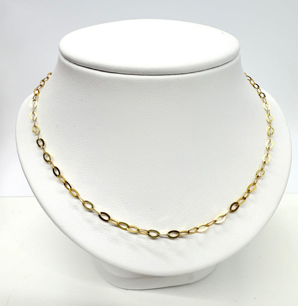 Chaîne en Or Jaune 18K Maille Forçat Plate