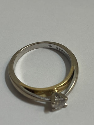 Solitaire diamant en or blanc et jaune 18K Taille-52