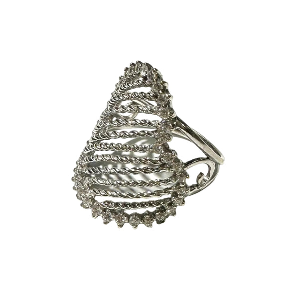 Bague en Or Blanc avec Cœur et Oxyde de Zirconium 18K