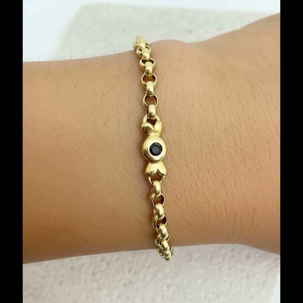 Bracelet Maillon en Or Jaune et Saphir 18 K - 4 Grs