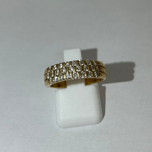 Bague Demi Tour en Or Jaune 18K avec Diamants 5.40 Grs Taille 50