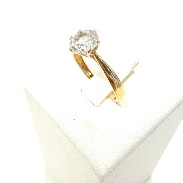 Bague Solitaire en Or Jaune 18k Taille-54