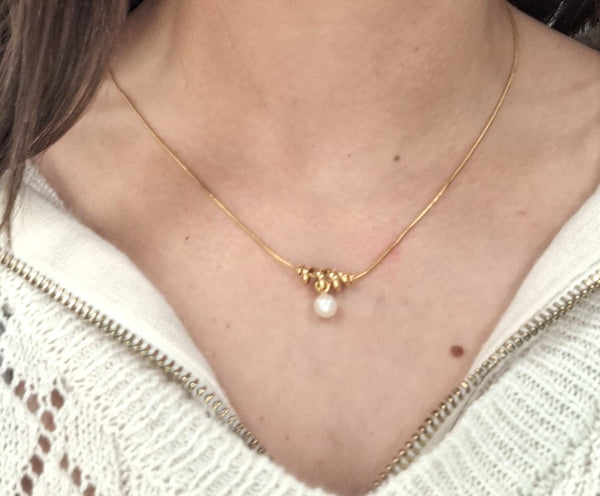 Collier Princesse Or Jaune 18K avec perle de culture