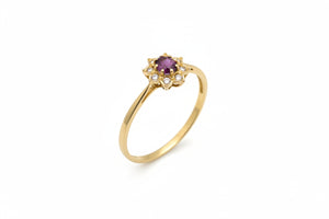 Bague Marguerite OR Jaune 18K - 1.51 G - Taille 59 avec Diamants