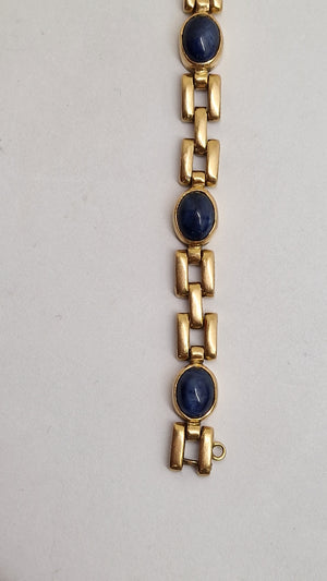 Bracelet Maillon Fantaisie en Or Jaune 18K avec Saphirs