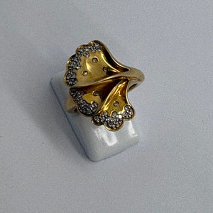 Bague Ancienne en Or Jaune 18K avec Diamants - taille 51 - 6.67g