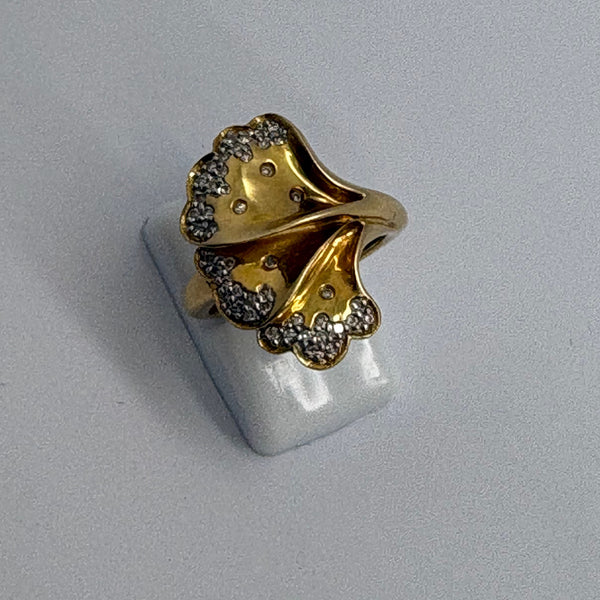 Bague Ancienne en Or Jaune 18K avec Diamants - taille 51 - 6.67g