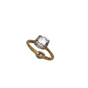 Bague Demi Tour en Or Jaune 18K - Diamants - Taille 48 - 2.30G