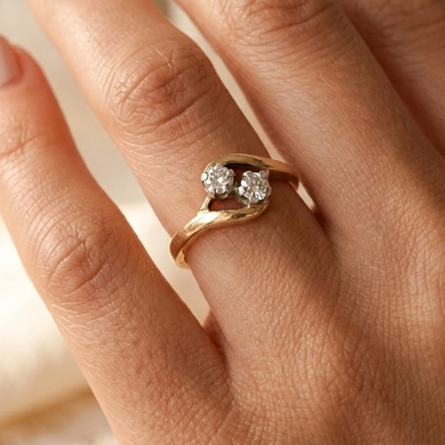 Bague Solitaire Or Jaune 18K - 2.57 G - Taille 57 Diamant