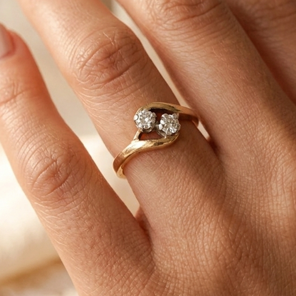 Bague Solitaire Or Jaune 18K - 2.57 G - Taille 57 Diamant