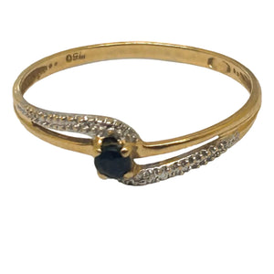 Bague en or jaune avec saphir diamant
