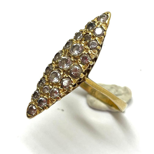 Bague Marquise Or Jaune 18K avec Zirconiums - T 53 - 4.10gr
