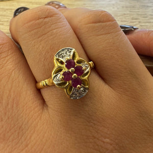 Bague en Or Jaune et Rubis 18 Carats Taille - 58