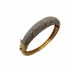 Bracelet Jonc Or Jaune 18 K et Oxyde de Zircon - 29.03 Grs