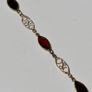 Bracelet Figaro Or Jaune 18k avec 6 Grenat