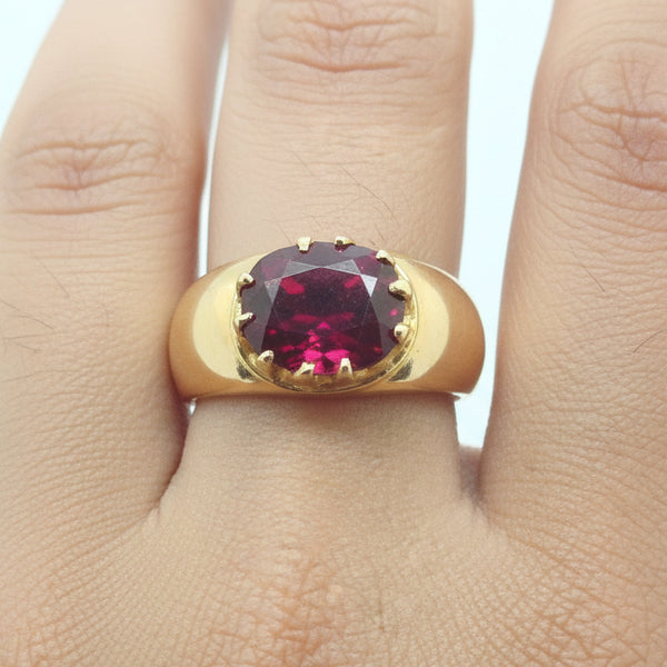 Bague en or jaune 18K avec oxyde de zirconium - T59 - 5.54gr