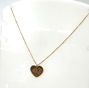 Collier Coeur en Or Jaune et Blanc 18k 1.92 Grs