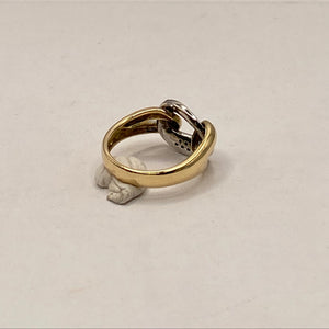 Bague en Or Jaune et Blanc 18K avec 26 diamants 6.67 Grs - Taille 55