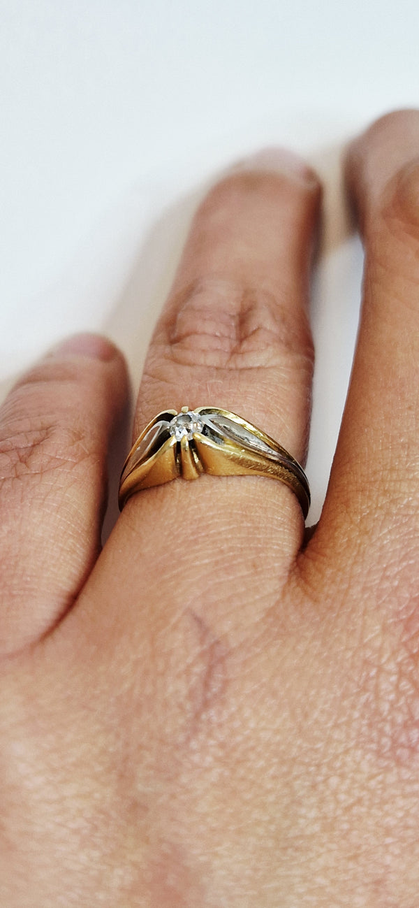 Solitaire en Or Jaune 18K Taille-56