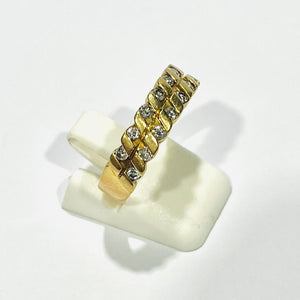 Bague Demi Tour avec Diamants en Or Jaune 18K