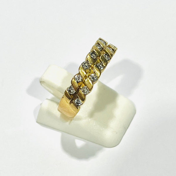 Bague Demi Tour avec Diamants en Or Jaune 18K