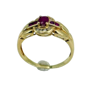Bagues en or jaune 18k avec rubis et diamants - T60 - 3.49gr