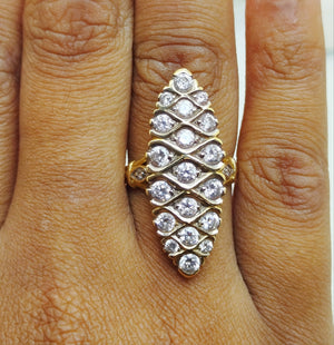 Bague marquise en or jaune 18K Taille-52