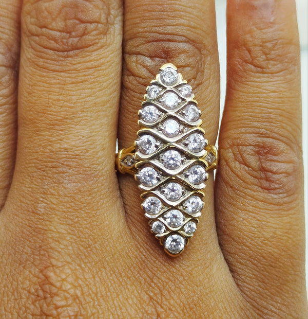 Bague marquise en or jaune 18K Taille-52