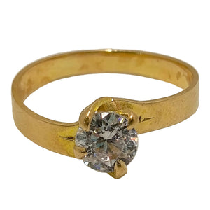 Bague Solitaire Or Jaune avec Oxyde de Zirconium 18K