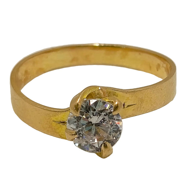 Bague Solitaire Or Jaune avec Oxyde de Zirconium 18K