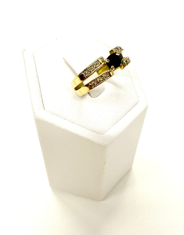 Bague Or Jaune 18k Saphir et Diamants - Taille 51