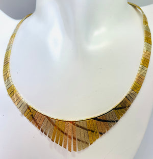 Collier Princesse en Or Jaune, Or Gris et Or Rose 18K Poids - 30.41 Grs