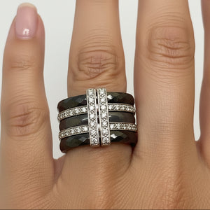Jonc bague en Or Blanc Diamants Guy Laroche 18K - 14 Grs - T51