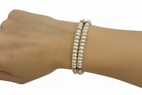 Bracelet fantaisie perles en Or Jaune 18K - 14,60Grs