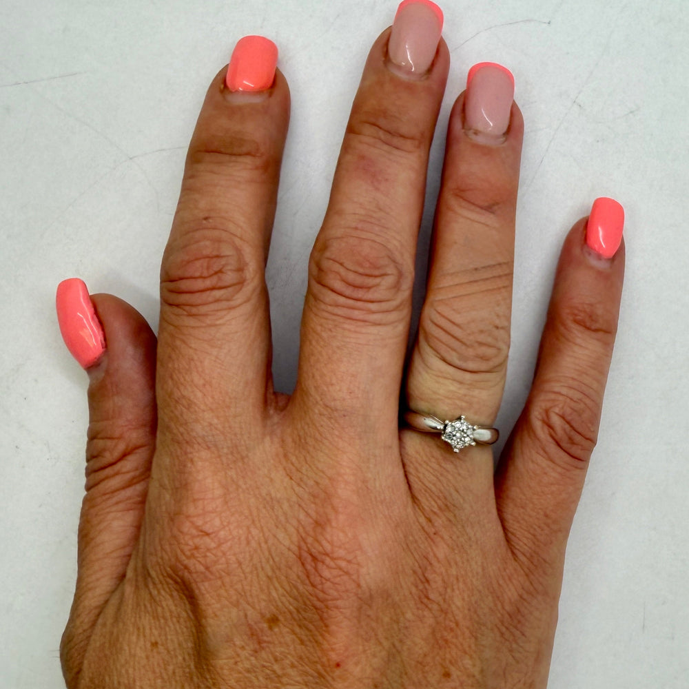 Solitaire en Or Blanc 18 Carats avec Oxyde de Zirconium - T 49