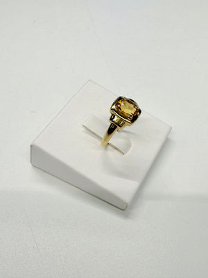 Bague Or 18k Citrine Tête d'Aigle Taille 56