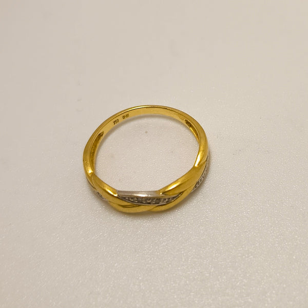 Bagues demi tour en or jaune et blanc 18 K - Taille 54 - 2.25 G
