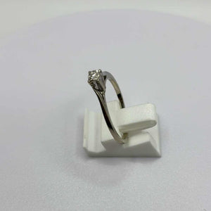 Solitaire Diamant en Or Blanc 18K- Taille 57 - 2.25g