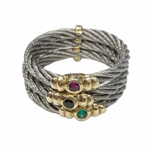 Jolie Bague 3 Anneaux en Or Jaune 18k