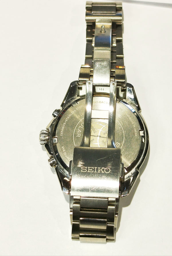 Montre Seiko Astron SBX149, Chronographe, Acier Noir, 2010 Très Bon Etat