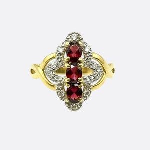 Bague Marquise en Or Jaune et Blanc 18 K- 2.22 G